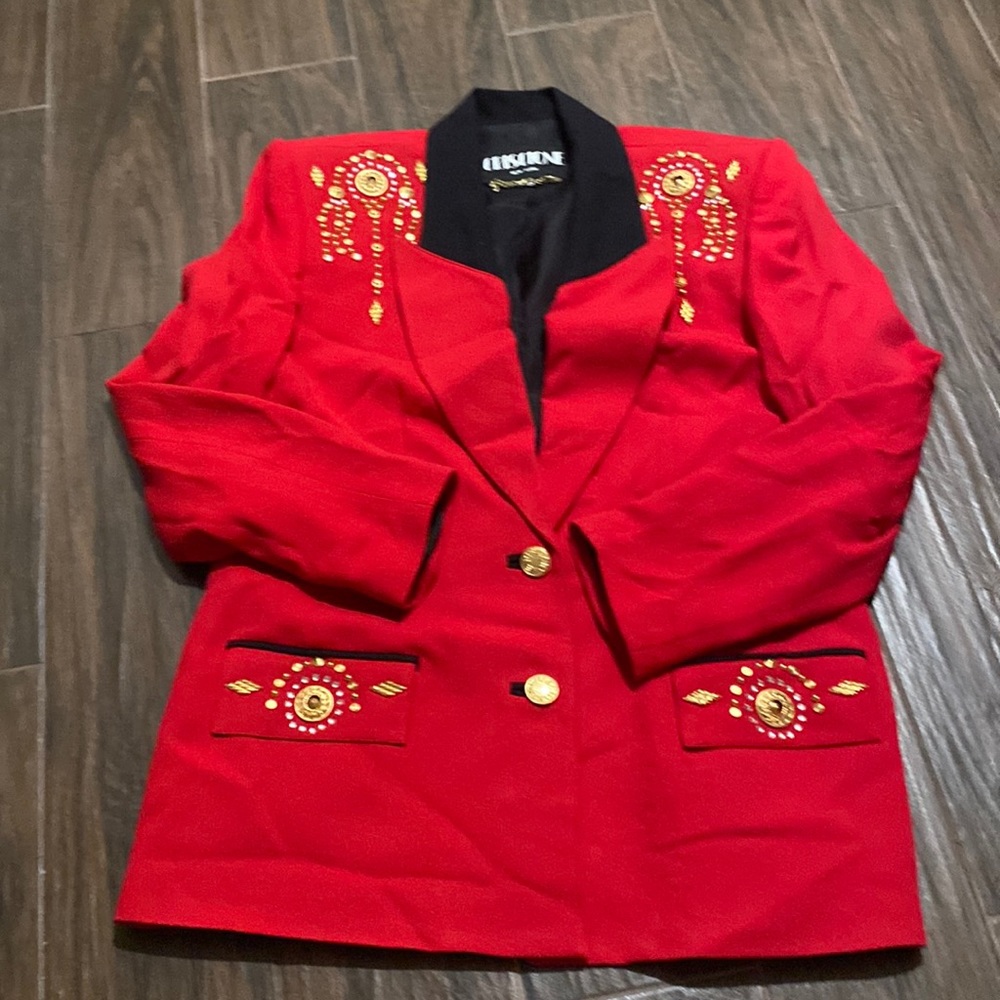 COPY - Vintage Criscione red and gold embellished blazer